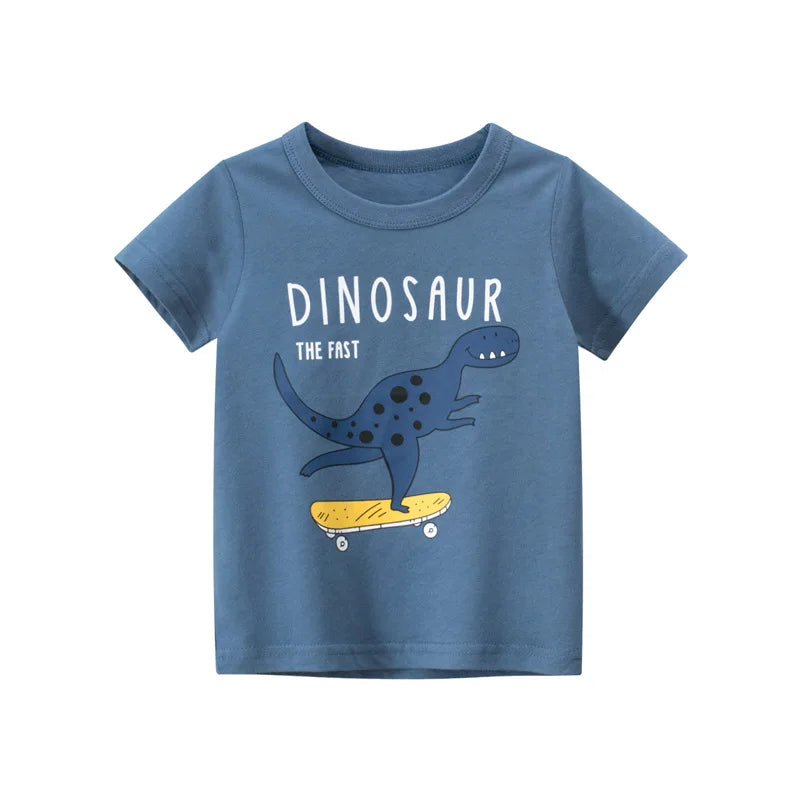 Dinosaur Cartoon Kids Boys Clothes 100% Cotton T-Shirts  Summer Clothing