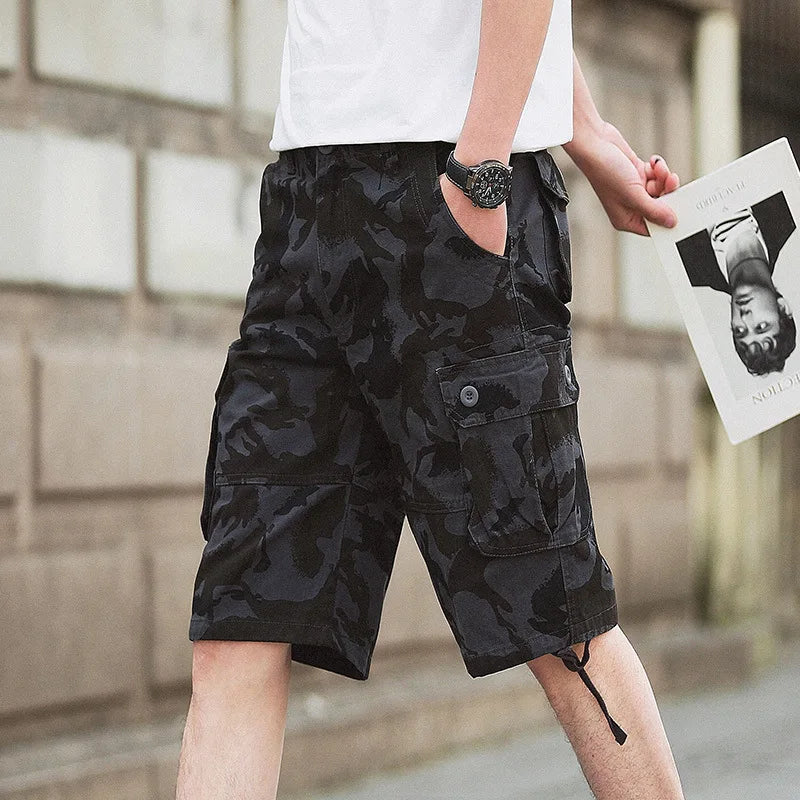 Summer Cargo Shorts Men Camouflage Camo Casual Cotton