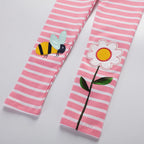 Girls Leggings 100% Cotton Trousers for Kids Comfort Pants With Bee and Flower