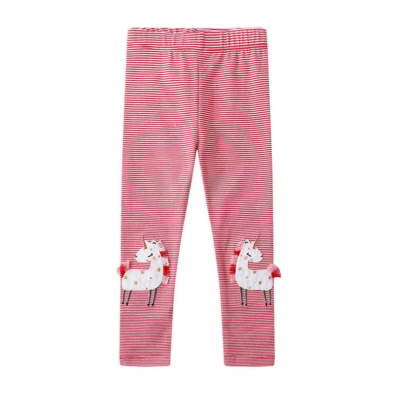 Girls Leggings 100% Cotton Trousers for Kids Comfort Pants With Bee and Flower