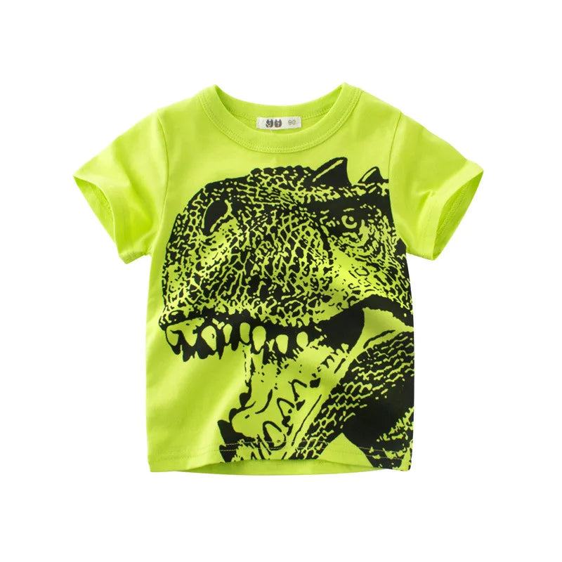 Dinosaur Cartoon Kids Boys Clothes 100% Cotton T-Shirts  Summer Clothing