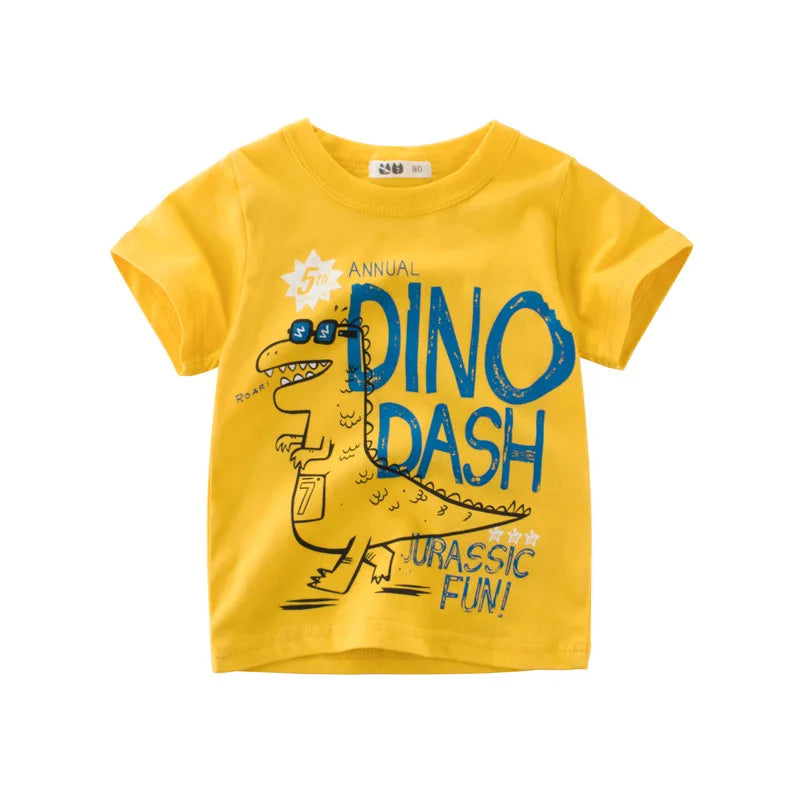 Dinosaur Cartoon Kids Boys Clothes 100% Cotton T-Shirts  Summer Clothing