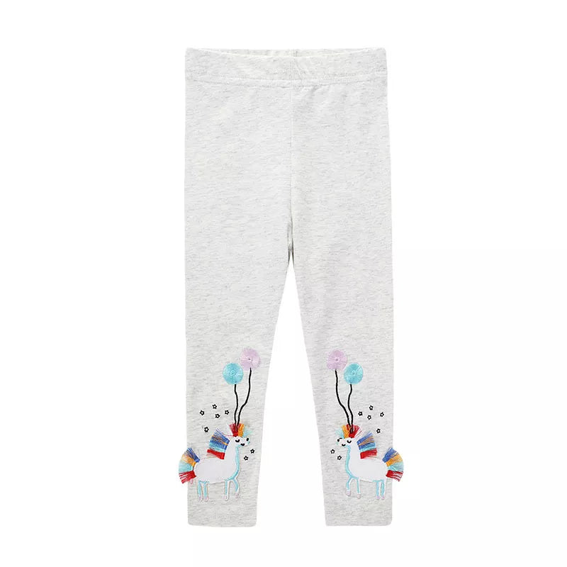 Girls Leggings 100% Cotton Trousers for Kids Comfort Pants With Bee and Flower