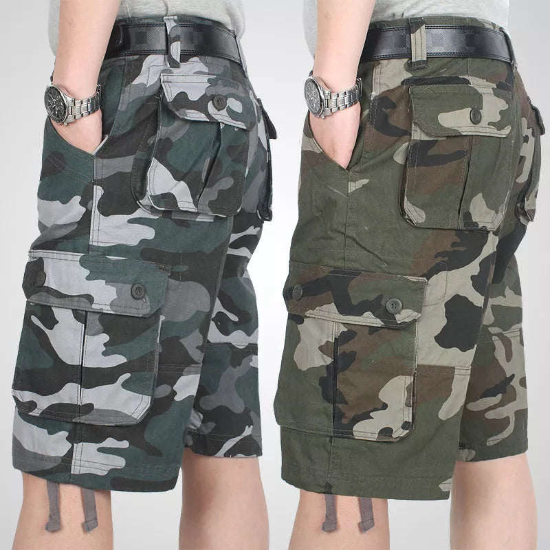 Summer Cargo Shorts Men Camouflage Camo Casual Cotton