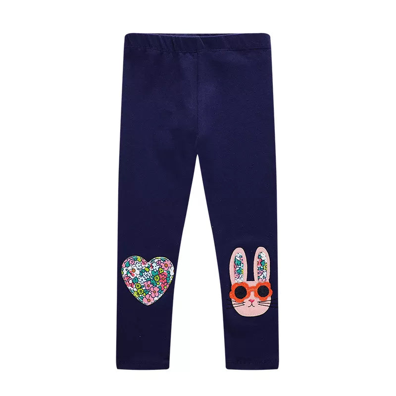 Girls Leggings 100% Cotton Trousers for Kids Comfort Pants With Bee and Flower