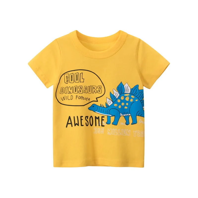 Dinosaur Cartoon Kids Boys Clothes 100% Cotton T-Shirts  Summer Clothing