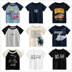 Boys Girls  100% Cotton  T-Shirts Train Bear Cartoon Children