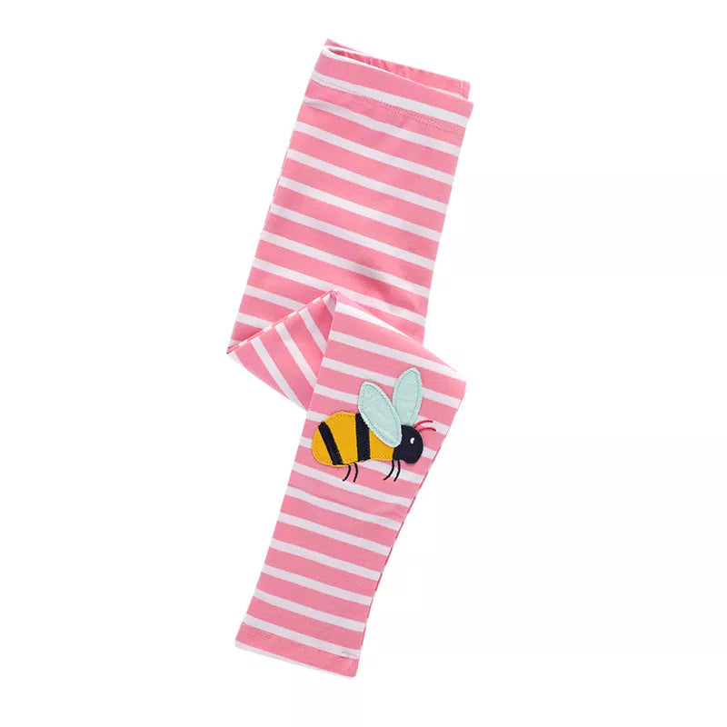 Girls Leggings 100% Cotton Trousers for Kids Comfort Pants With Bee and Flower
