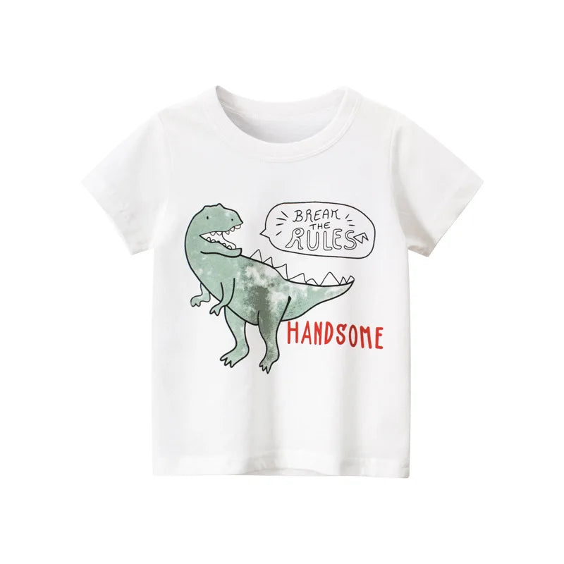 Dinosaur Cartoon Kids Boys Clothes 100% Cotton T-Shirts  Summer Clothing