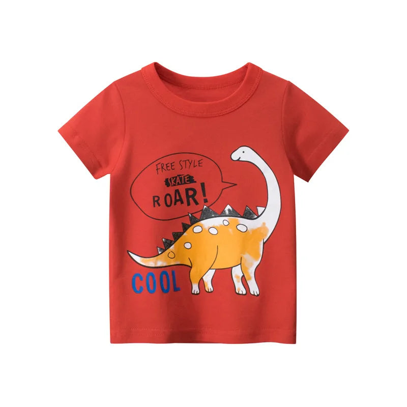 Dinosaur Cartoon Kids Boys Clothes 100% Cotton T-Shirts  Summer Clothing