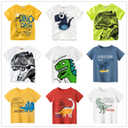 Dinosaur Cartoon Kids Boys Clothes 100% Cotton T-Shirts  Summer Clothing
