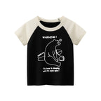 Boys Girls  100% Cotton  T-Shirts Train Bear Cartoon Children