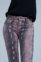 Reversible Animal Print Pink Jeans