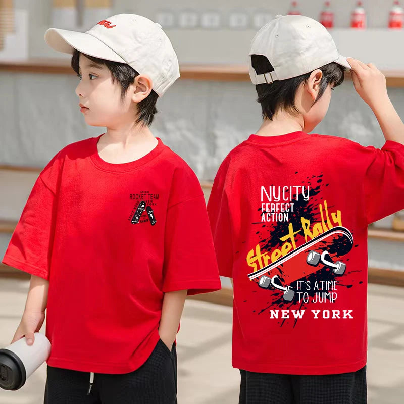 T Shirt 100%Cotton Tops Tees Boys Girls Clothes Short Sleeve T Shirts Children
