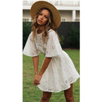 Elegant Women's White Dress Cotton