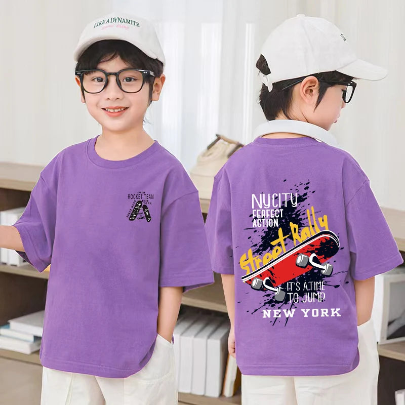 T Shirt 100%Cotton Tops Tees Boys Girls Clothes Short Sleeve T Shirts Children