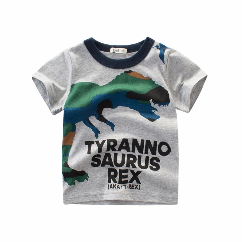 Dinosaur Cartoon Kids Boys Clothes 100% Cotton T-Shirts  Summer Clothing