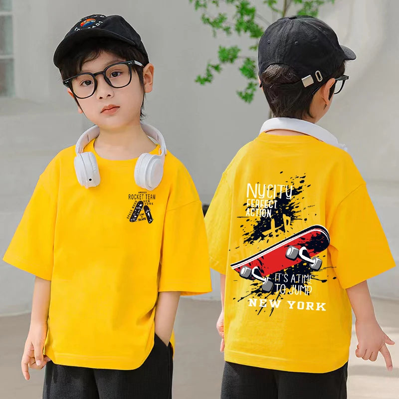 T Shirt 100%Cotton Tops Tees Boys Girls Clothes Short Sleeve T Shirts Children