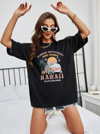 Hawaii 100% Cotton Women T-Shirts Summer Adventures Print Tees Casual Soft Short Sleeve Tops Loose Comfortable Street Clothes