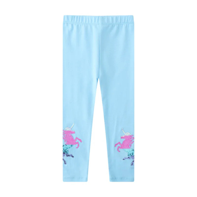 Girls Leggings 100% Cotton Trousers for Kids Comfort Pants With Bee and Flower