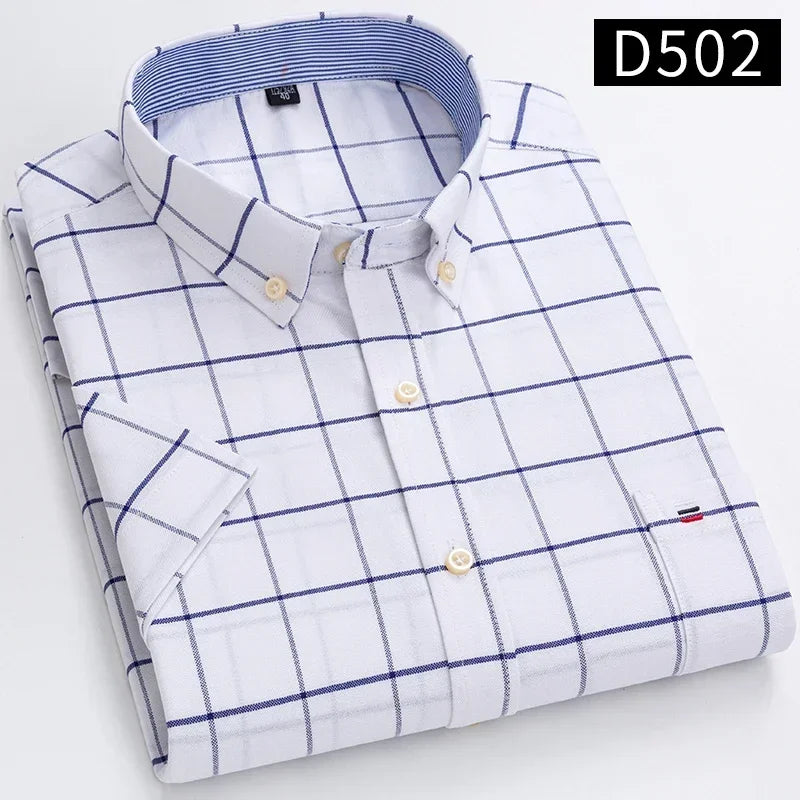 100% Cotton Men Oxford Short Sleeve Summer  Male Shirt Business