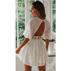 Elegant Women's White Dress Cotton