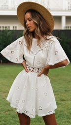 Elegant Women's White Dress Cotton