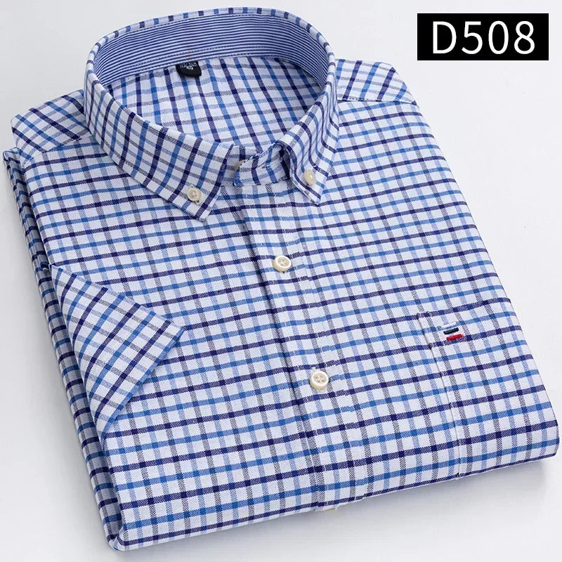 100% Cotton Men Oxford Short Sleeve Summer  Male Shirt Business
