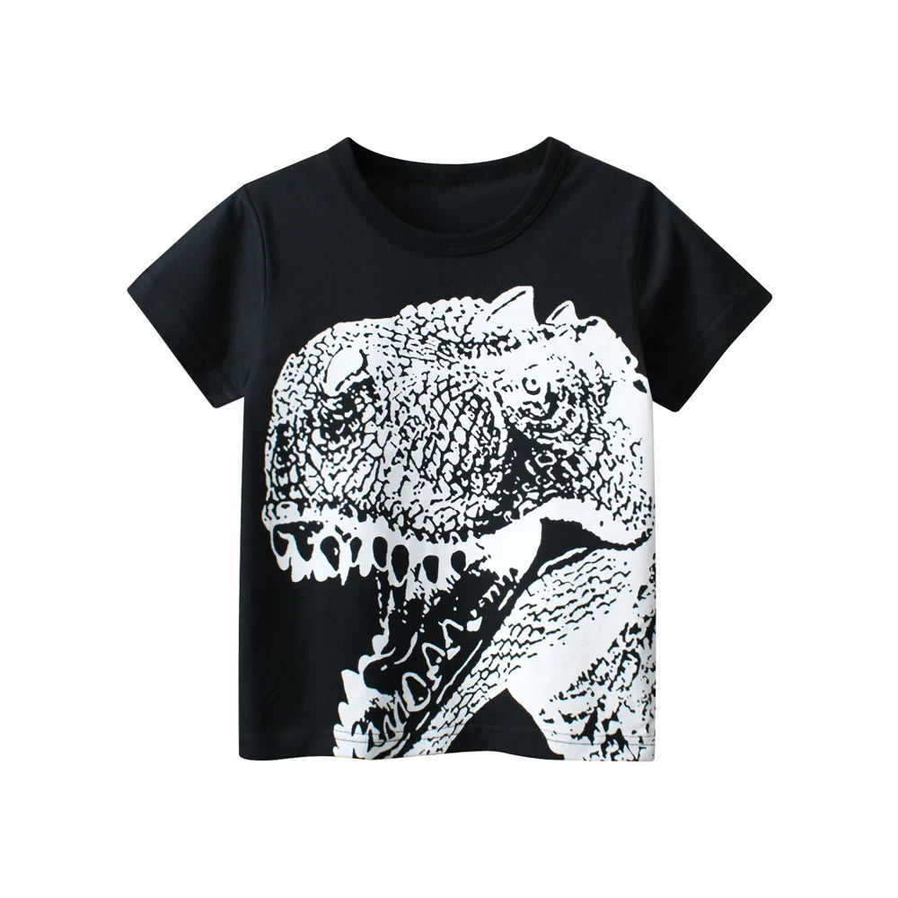 Dinosaur Cartoon Kids Boys Clothes 100% Cotton T-Shirts  Summer Clothing