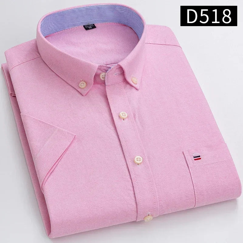 100% Cotton Men Oxford Short Sleeve Summer  Male Shirt Business
