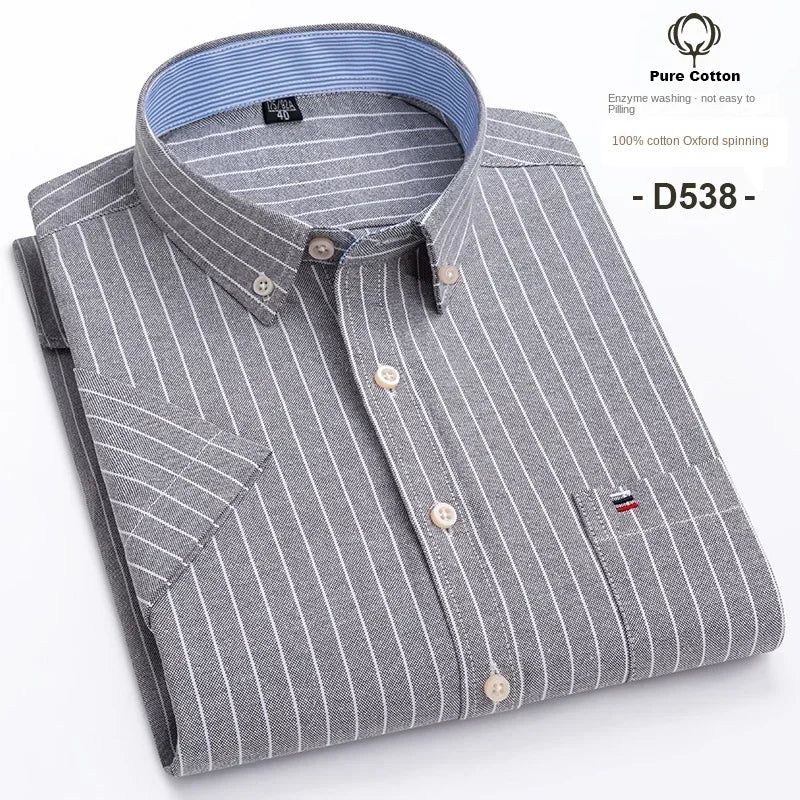 100% Cotton Men Oxford Short Sleeve Summer  Male Shirt Business