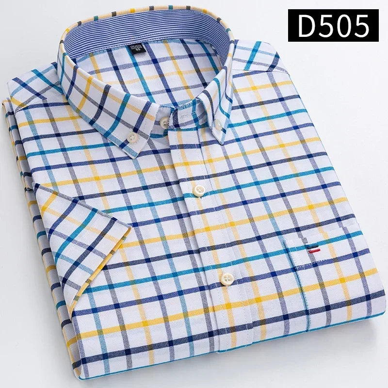 100% Cotton Men Oxford Short Sleeve Summer  Male Shirt Business