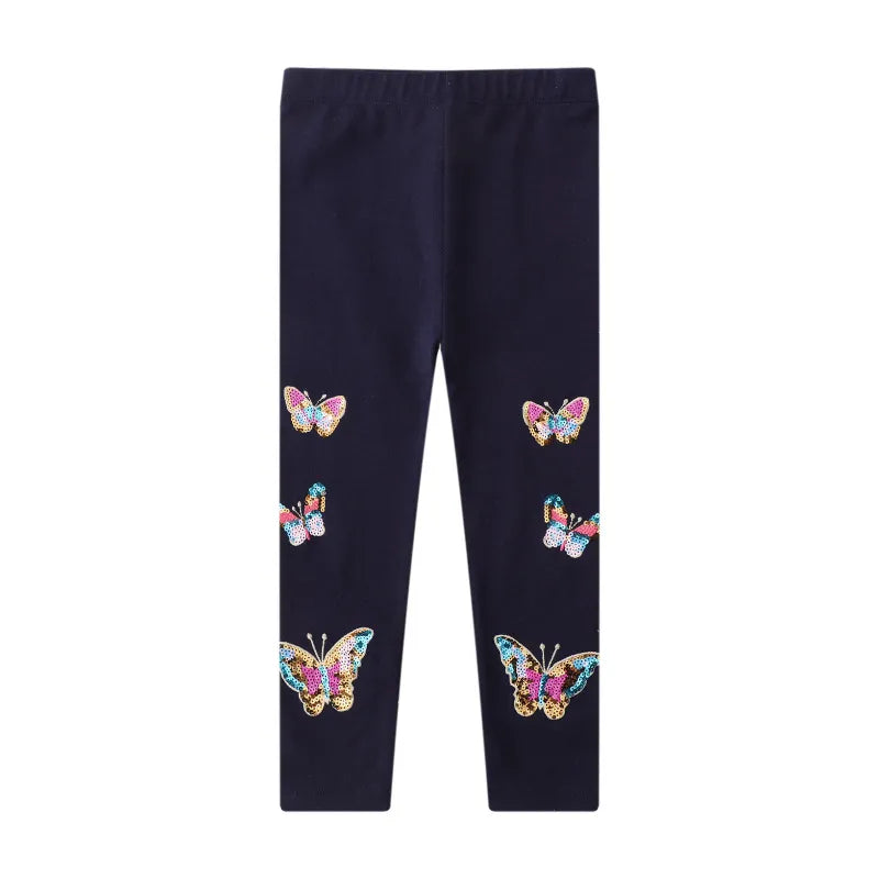 Girls Leggings 100% Cotton Trousers for Kids Comfort Pants With Bee and Flower