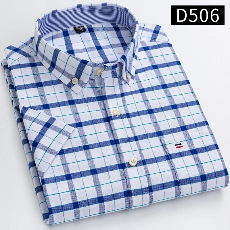 100% Cotton Men Oxford Short Sleeve Summer  Male Shirt Business