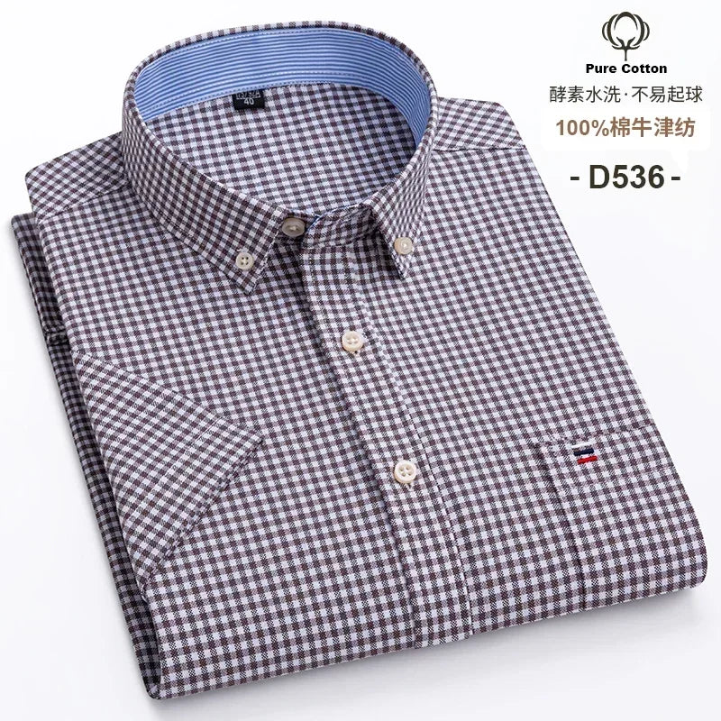 100% Cotton Men Oxford Short Sleeve Summer  Male Shirt Business