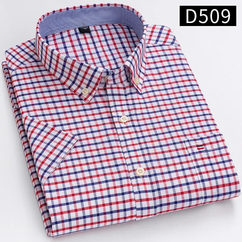 100% Cotton Men Oxford Short Sleeve Summer  Male Shirt Business