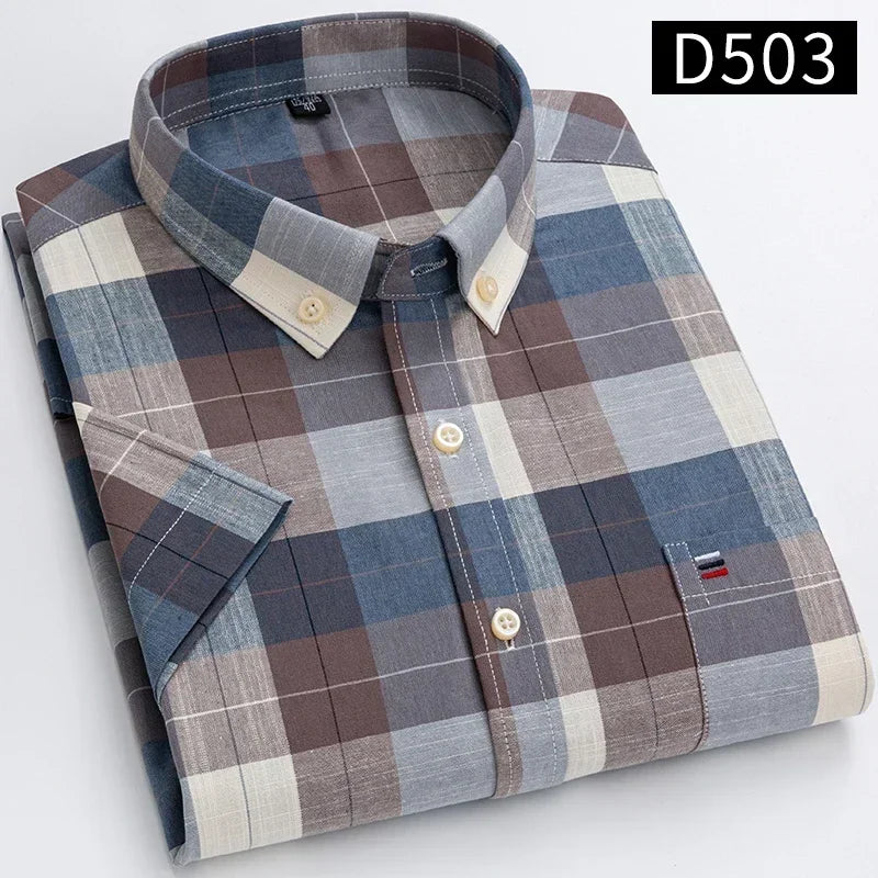 100% Cotton Men Oxford Short Sleeve Summer  Male Shirt Business