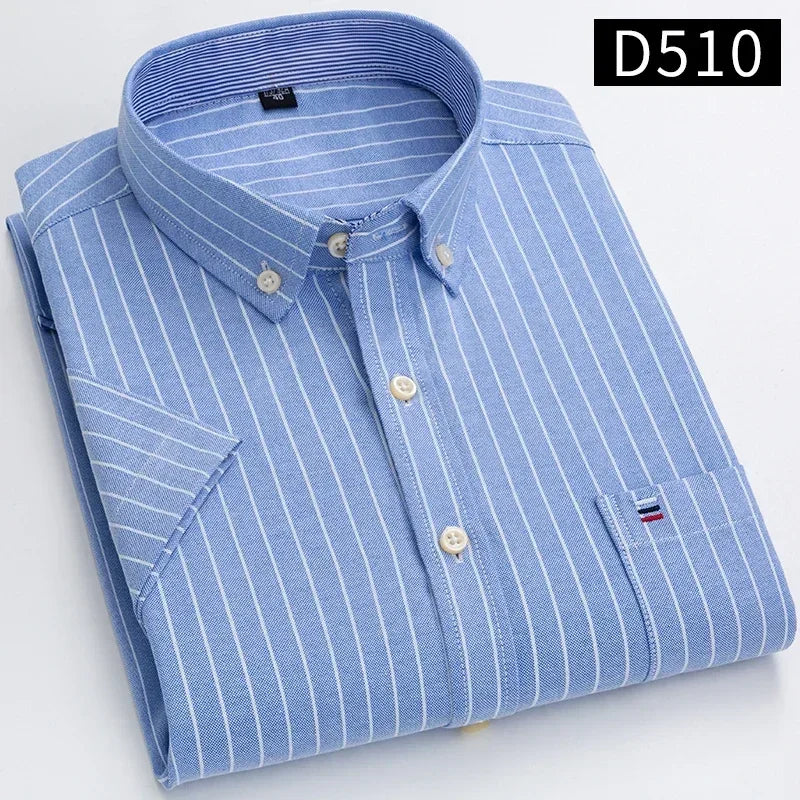 100% Cotton Men Oxford Short Sleeve Summer  Male Shirt Business