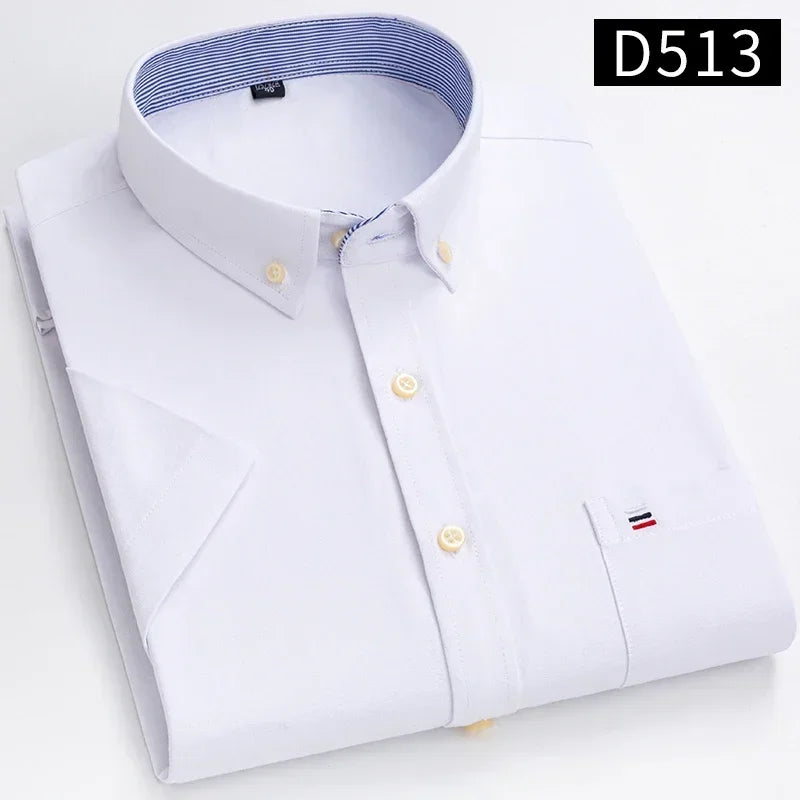 100% Cotton Men Oxford Short Sleeve Summer  Male Shirt Business