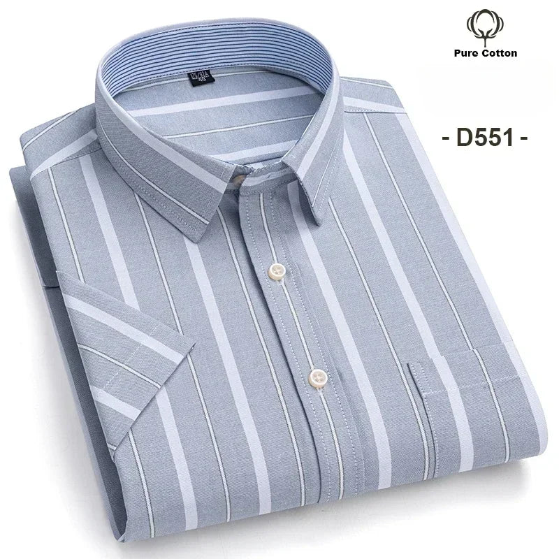 100% Cotton Men Oxford Short Sleeve Summer  Male Shirt Business