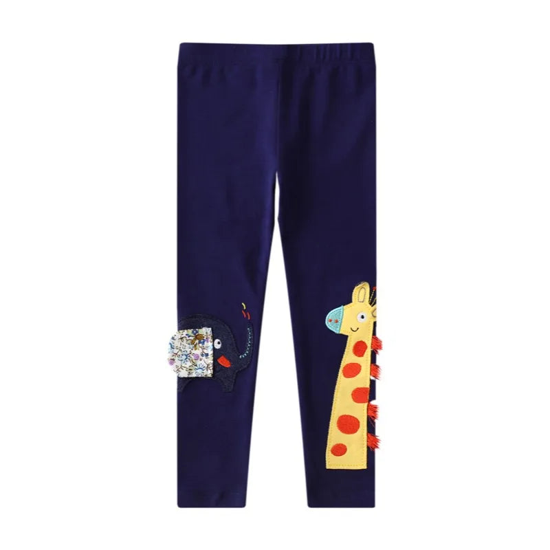 Girls Leggings 100% Cotton Trousers for Kids Comfort Pants With Bee and Flower