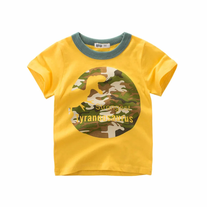 Dinosaur Cartoon Kids Boys Clothes 100% Cotton T-Shirts  Summer Clothing
