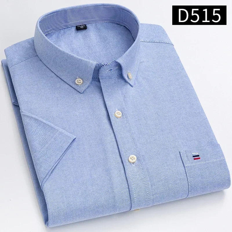 100% Cotton Men Oxford Short Sleeve Summer  Male Shirt Business