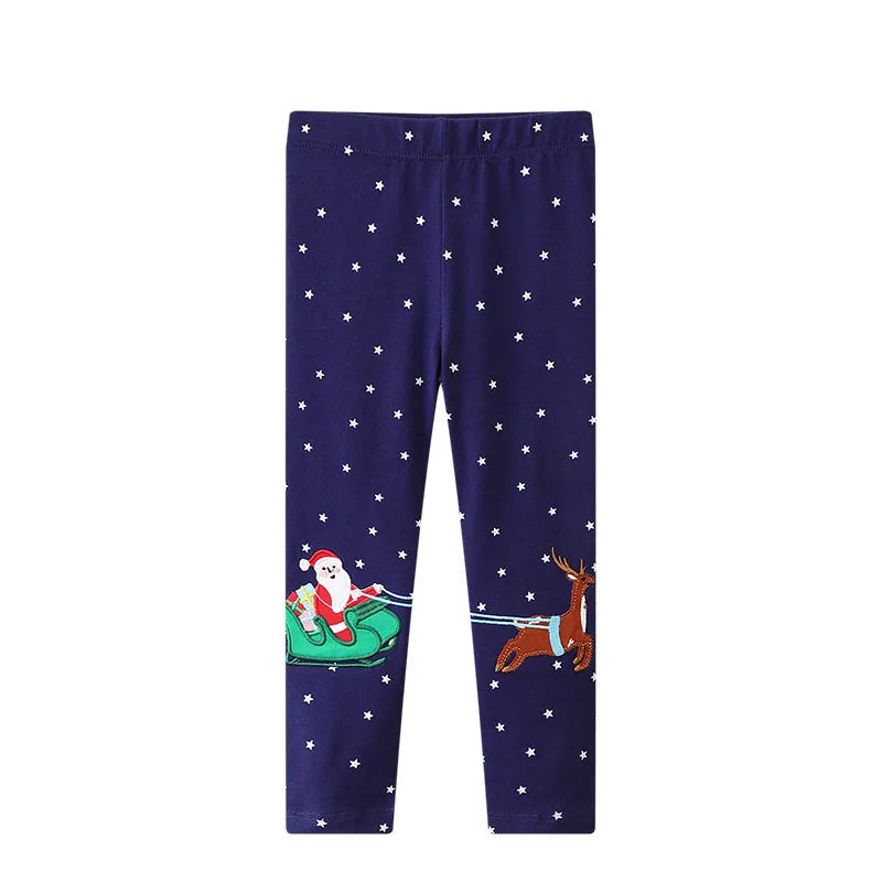 Girls Leggings 100% Cotton Trousers for Kids Comfort Pants With Bee and Flower