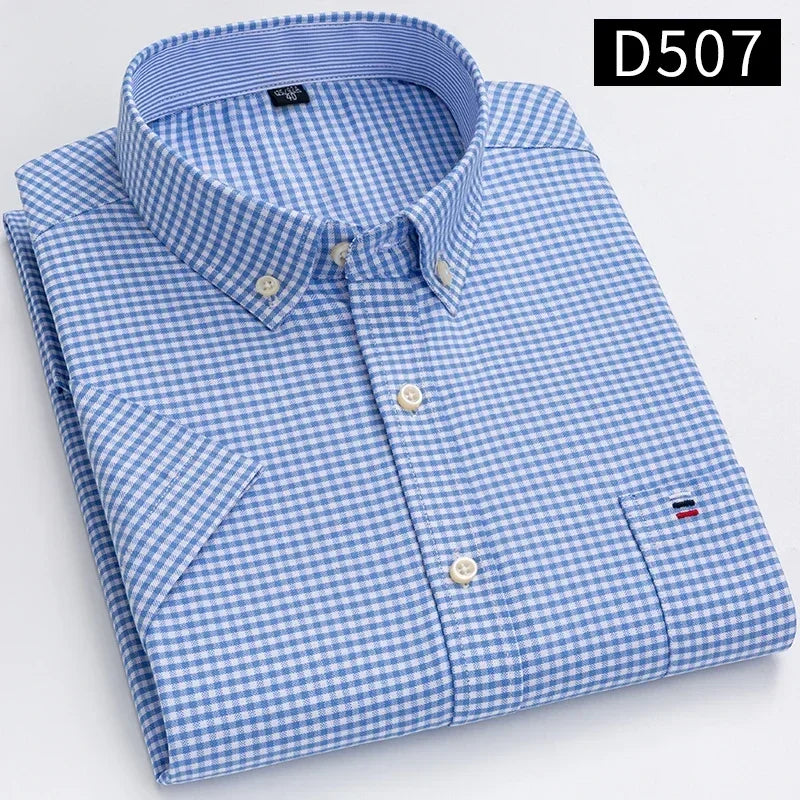 100% Cotton Men Oxford Short Sleeve Summer  Male Shirt Business