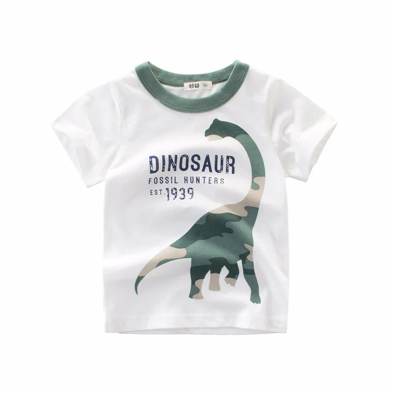 Dinosaur Cartoon Kids Boys Clothes 100% Cotton T-Shirts  Summer Clothing