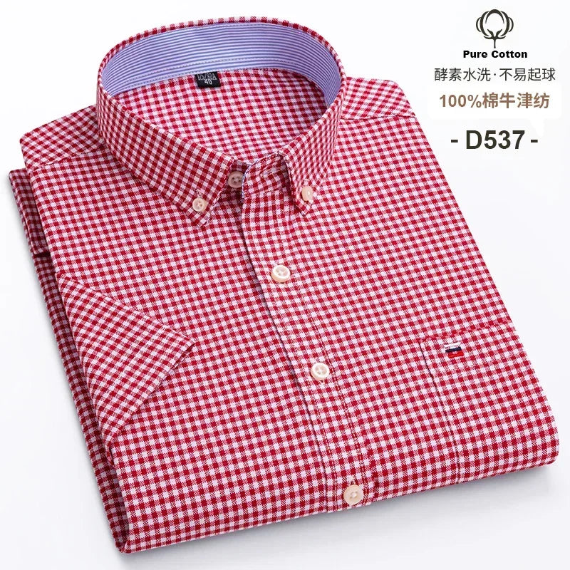 100% Cotton Men Oxford Short Sleeve Summer  Male Shirt Business