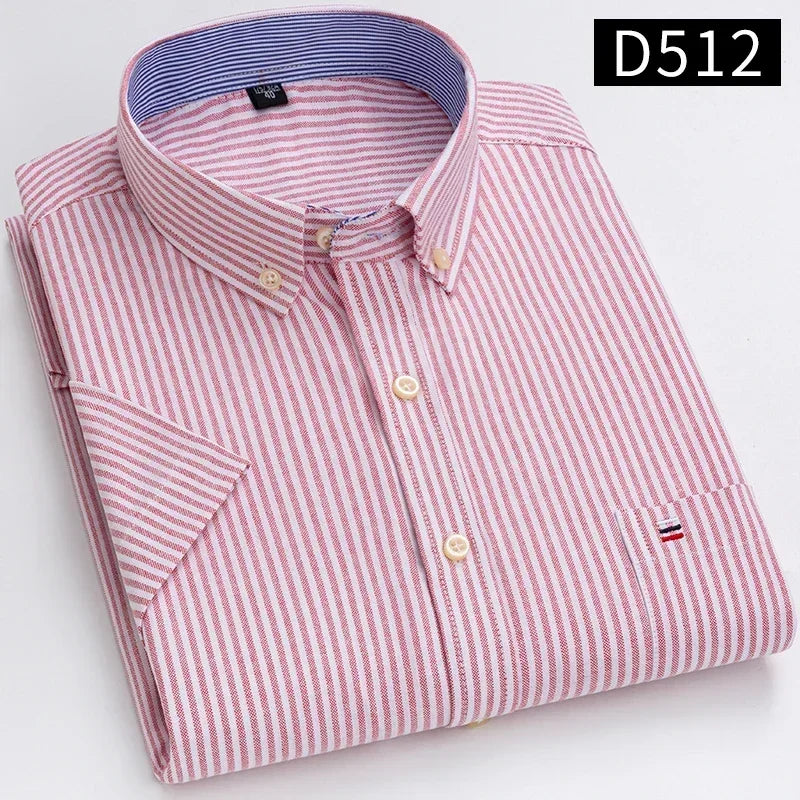 100% Cotton Men Oxford Short Sleeve Summer  Male Shirt Business