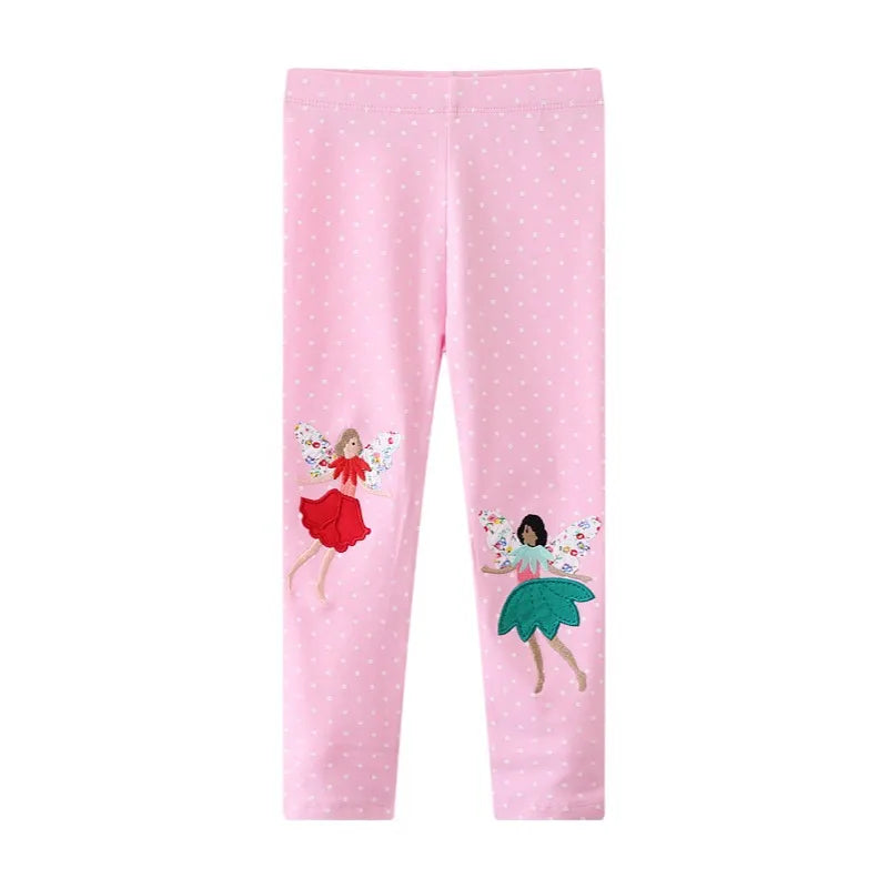 Girls Leggings 100% Cotton Trousers for Kids Comfort Pants With Bee and Flower