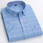 100% Cotton Men Oxford Short Sleeve Summer  Male Shirt Business